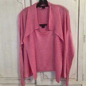 Ralph Lauren pink silk cardigan sweater set size Large